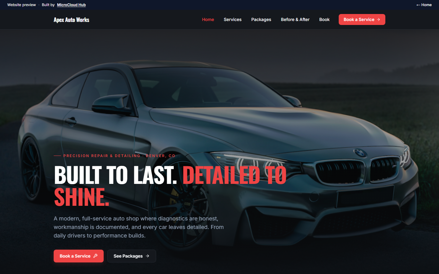 Apex Auto Works live site